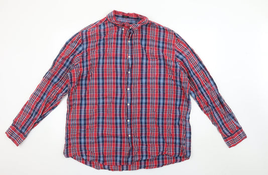 Real Clothing Men's Red 2XL Button-Down Plaid Cotton Shirt