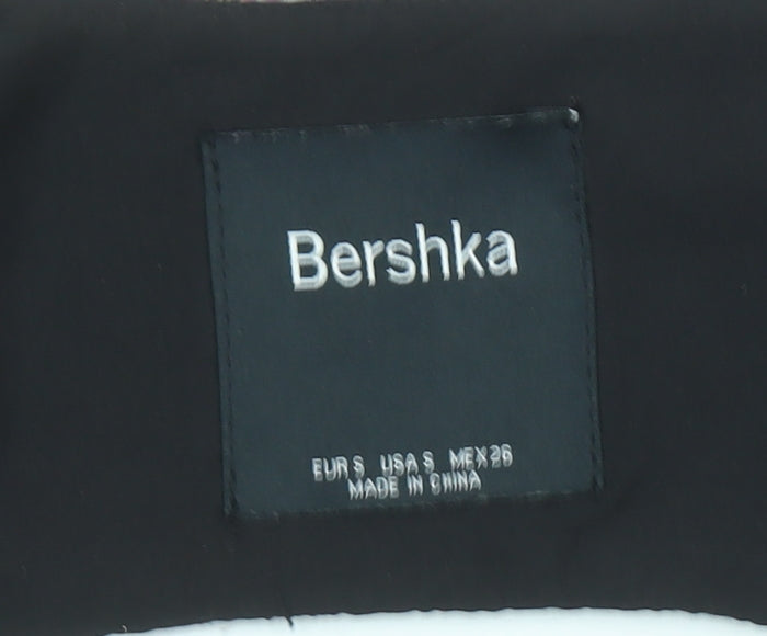 Bershka Womens Pink Check Cropped Beaded Blouse Size 8