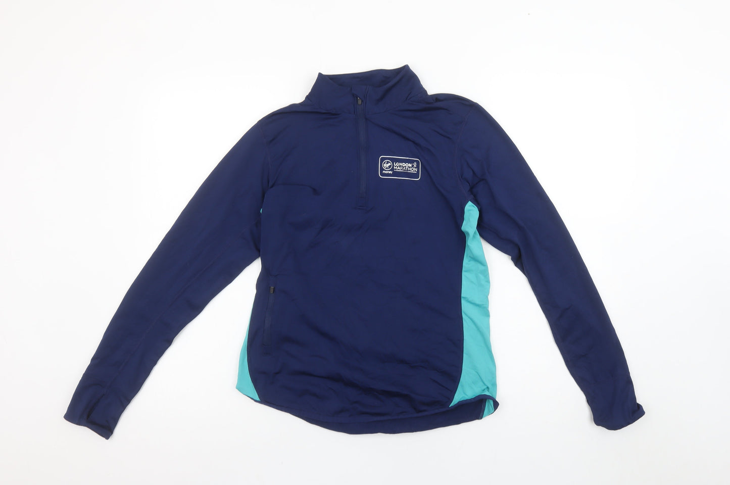 London Marathon Events Women's Blue Small 1/4 Zip Long Sleeve Running Top