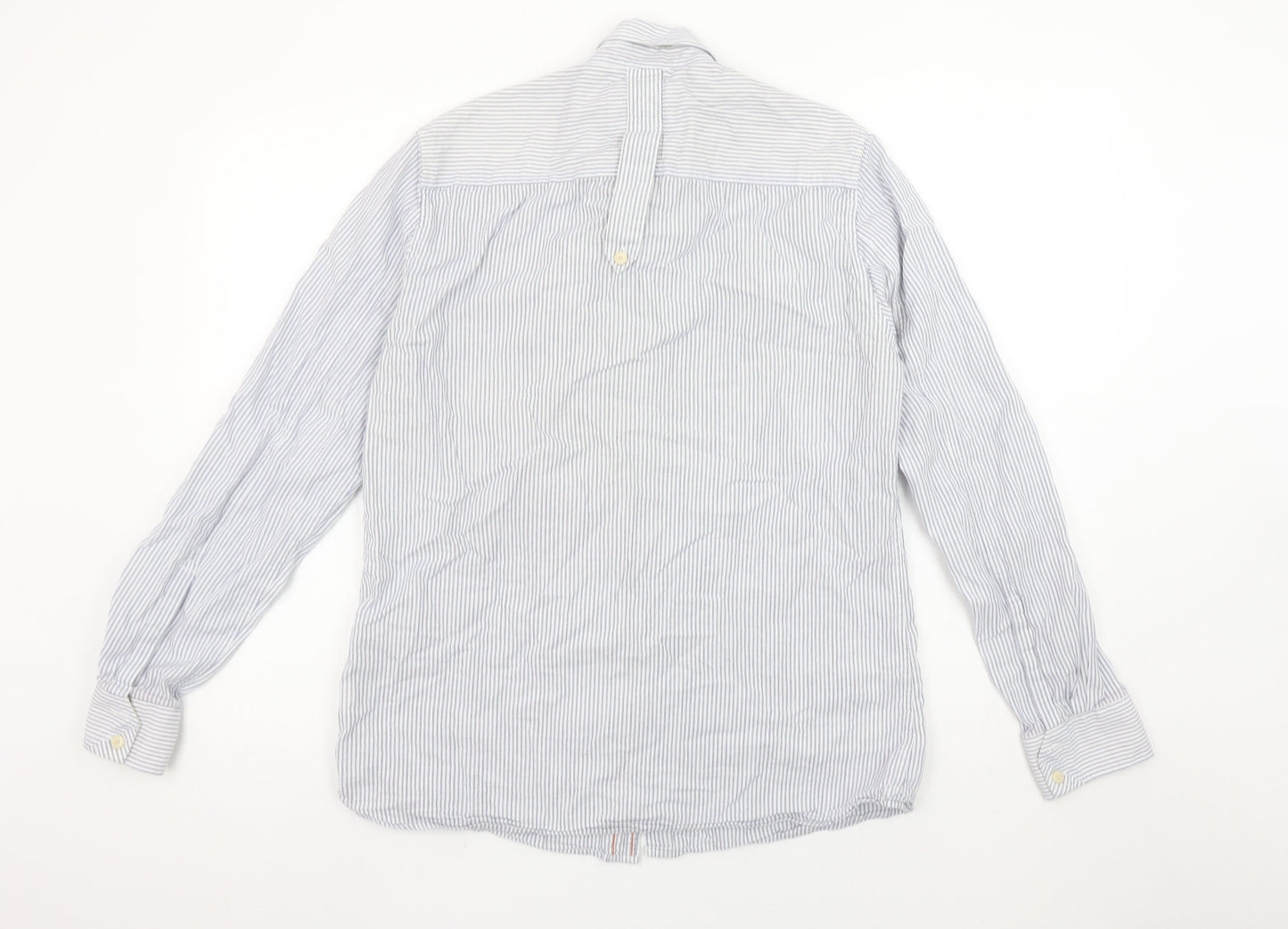 Pepe Jeans Men's Blue Striped Slim Fit Long Sleeve Button-Up Shirt L