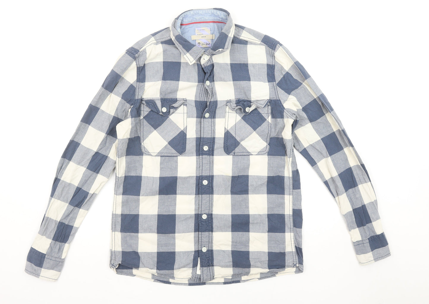 Fat Face Men's Blue Check Button-Up Cotton Shirt Medium