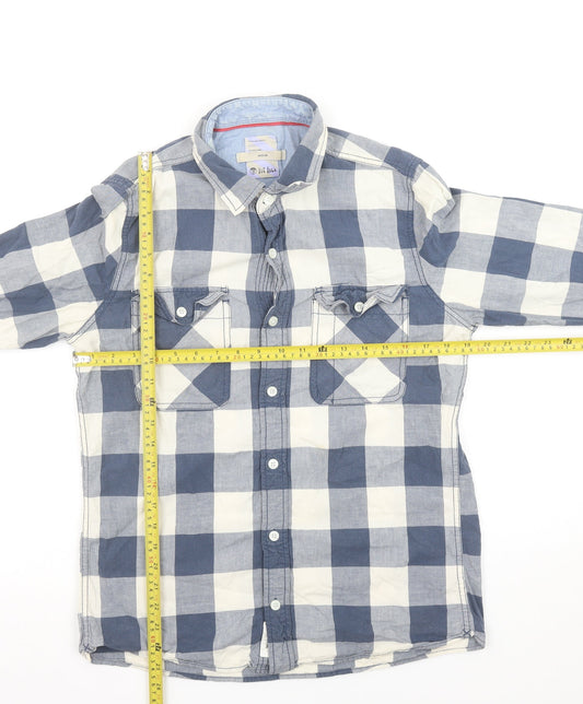 Fat Face Men's Blue Check Button-Up Cotton Shirt Medium