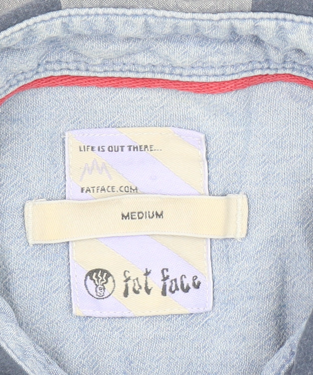 Fat Face Men's Blue Check Button-Up Cotton Shirt Medium