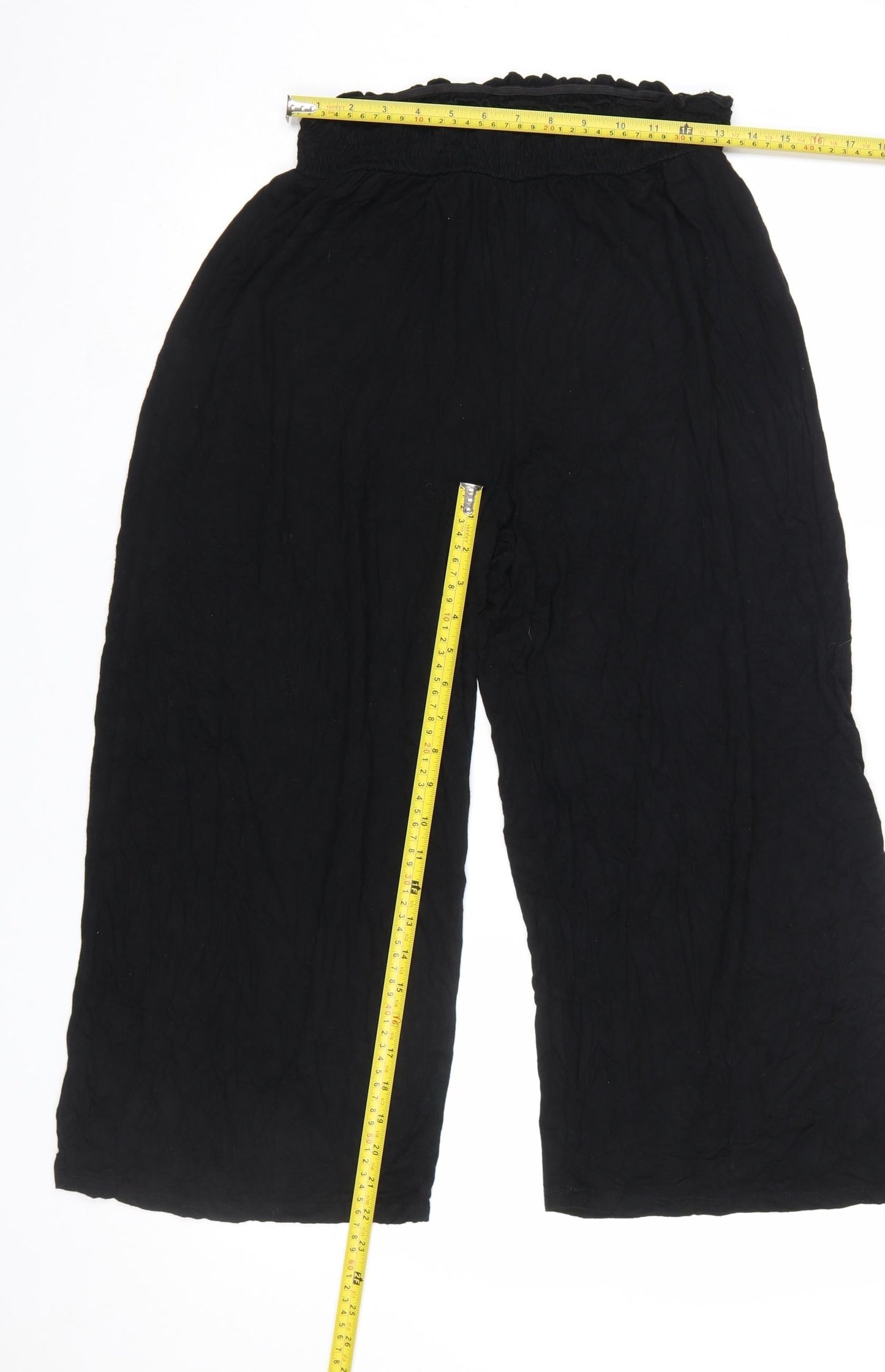 ASOS DESIGN Women’s Black Wide-Leg Trousers UK 10 Elastic Waist