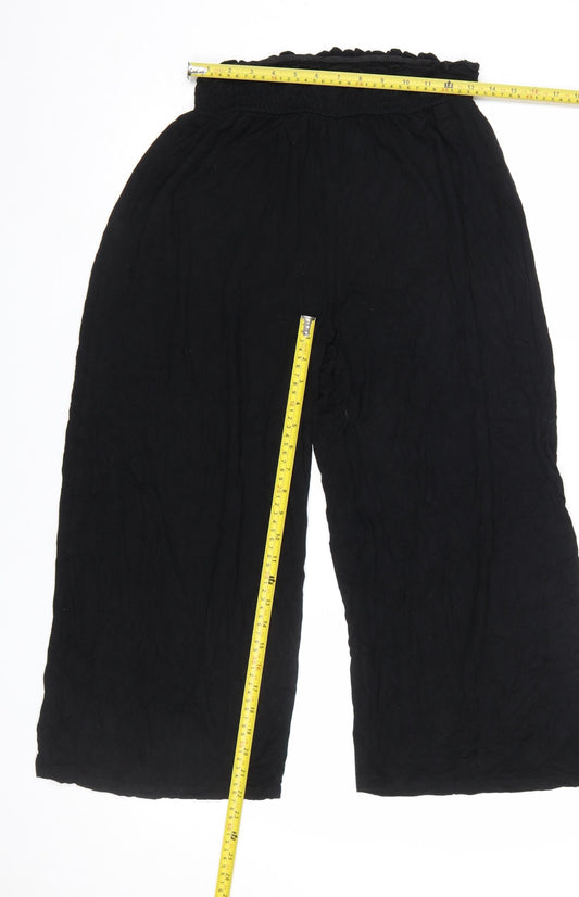 ASOS DESIGN Women’s Black Wide-Leg Trousers UK 10 Elastic Waist