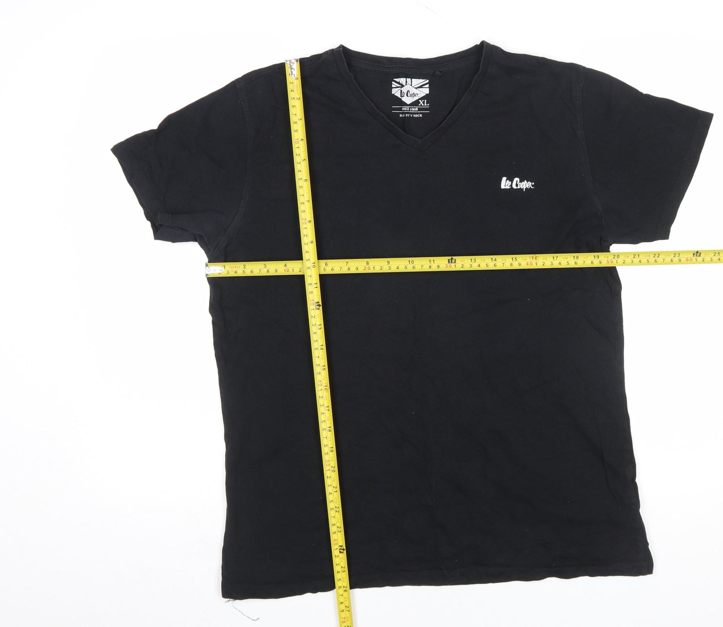 Lee Cooper Men's Black V-Neck Slim Fit T-Shirt XL Cotton