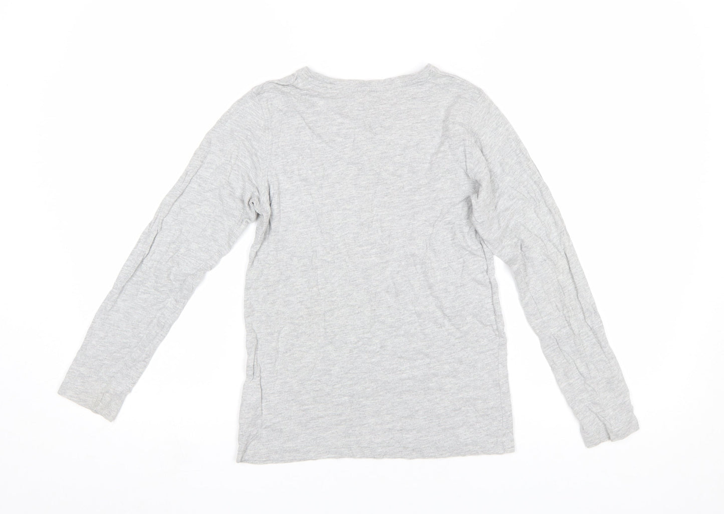 Next Boys Grey Long Sleeve Cotton T-Shirt 10 Years Regular Fit