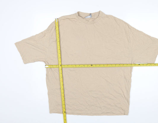 ASOS Design Men's Beige Crew Neck Seoul Graphic Cotton T-Shirt Size S