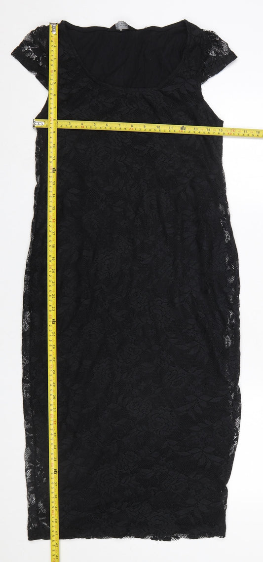 Dorothy Perkins Women’s Black Lace Sheath Dress Size 12 Party Knee Length
