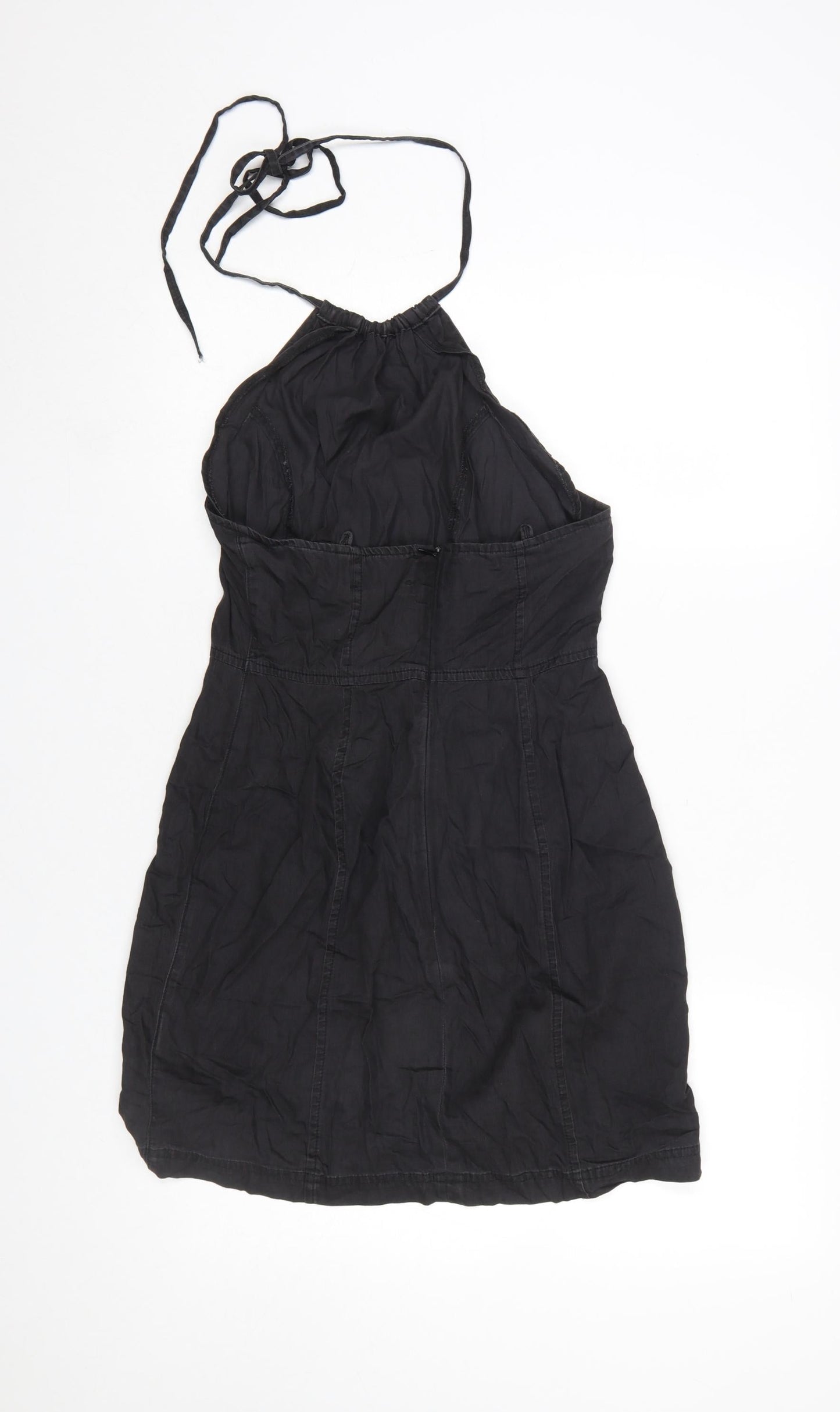 ASOS DESIGN Women’s Black Cotton Halter Short Dress UK10