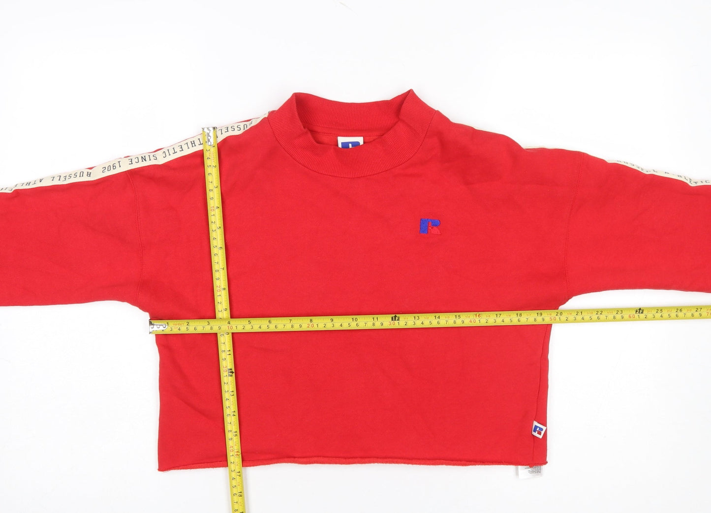 Russell Athletic Womens Red Cropped Pullover Sweatshirt Size S