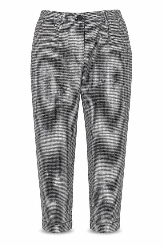 Bershka Women's Black Houndstooth Slim Tapered Trousers XS