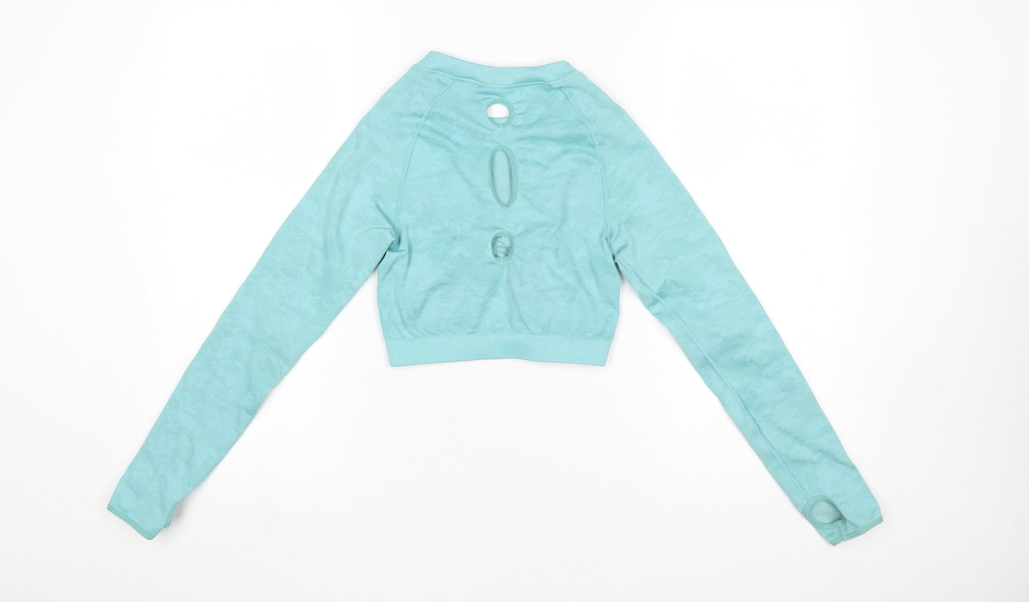 Gymshark Women Blue Long Sleeve Cropped Activewear Top Size S