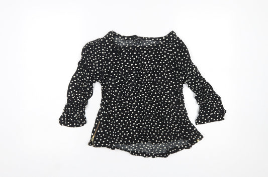 Warehouse Womens Black Polka Dot 3/4 Sleeve Tunic Blouse Size 12
