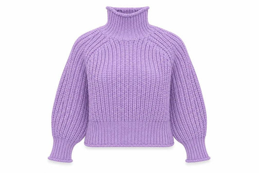 H&M Women’s Purple Chunky Roll Neck Relaxed Fit Jumper Size 8
