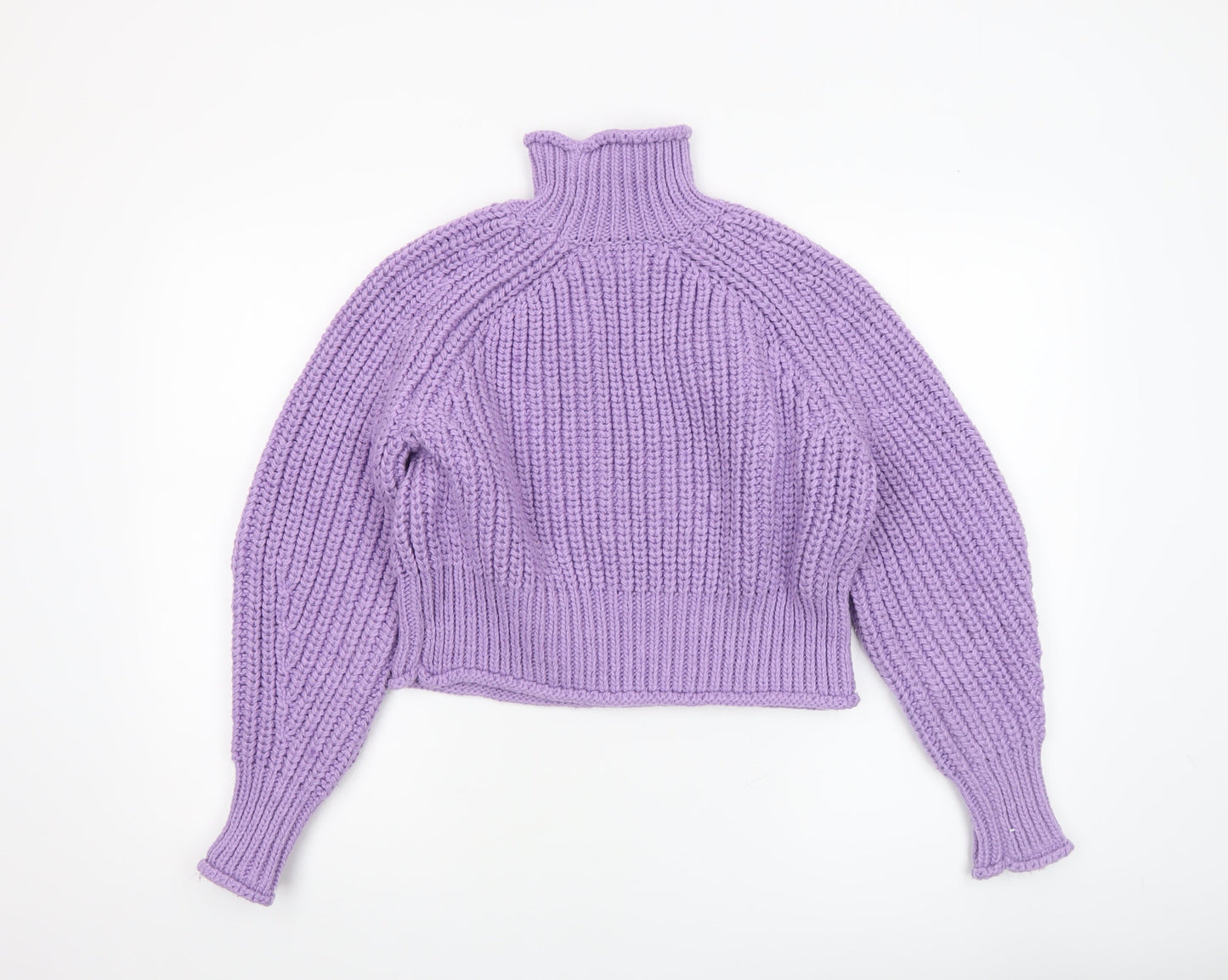 H&M Women’s Purple Chunky Roll Neck Relaxed Fit Jumper Size 8