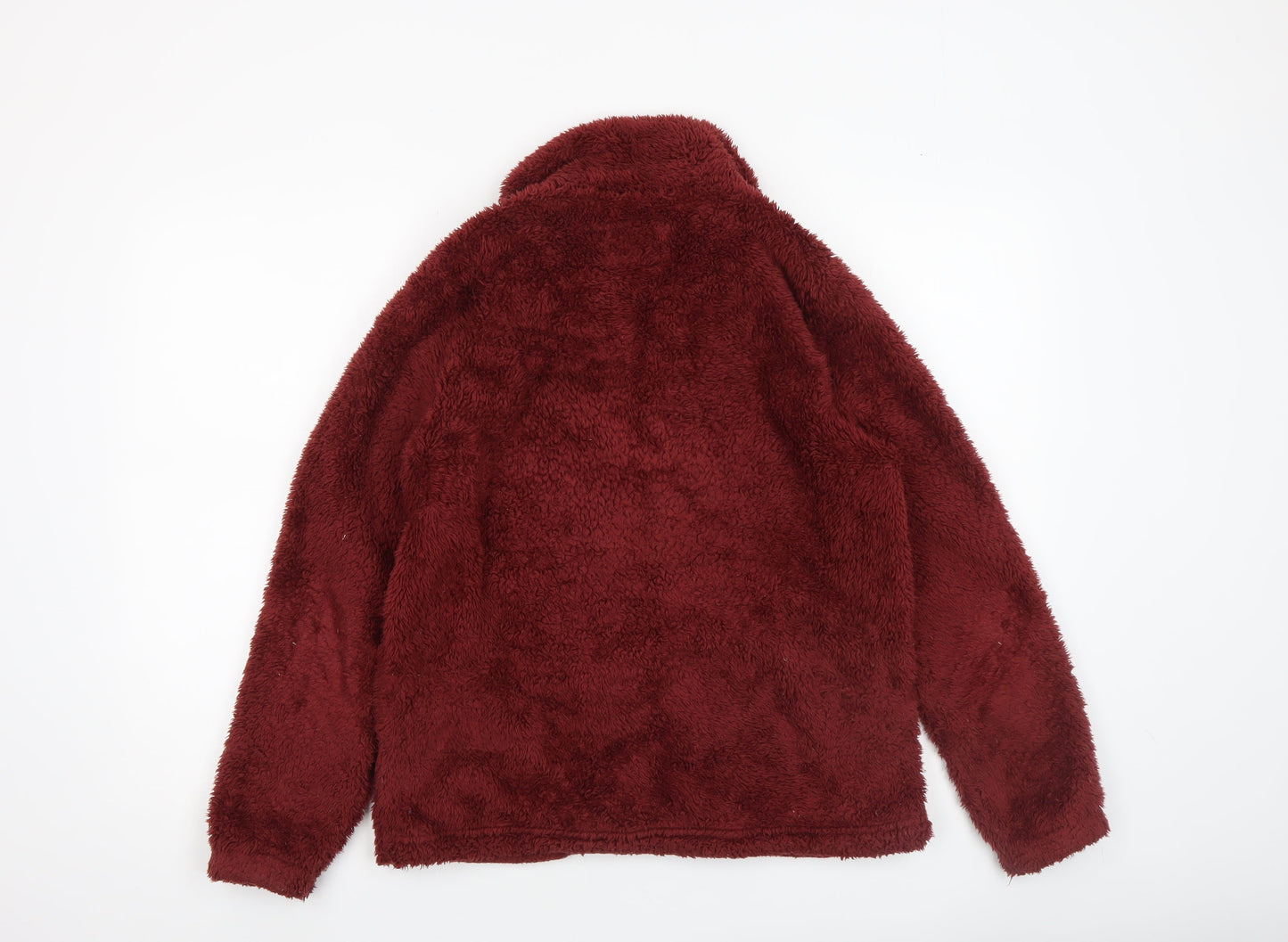 ONLY Womens Burgundy Faux Fur Fleece Zip Jacket XS