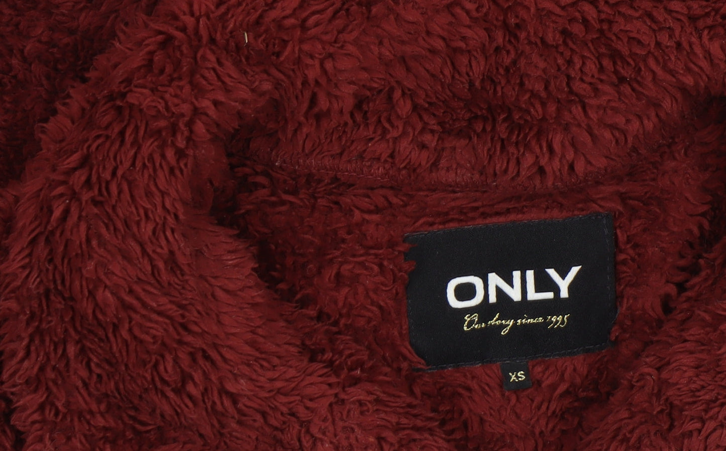 ONLY Womens Burgundy Faux Fur Fleece Zip Jacket XS