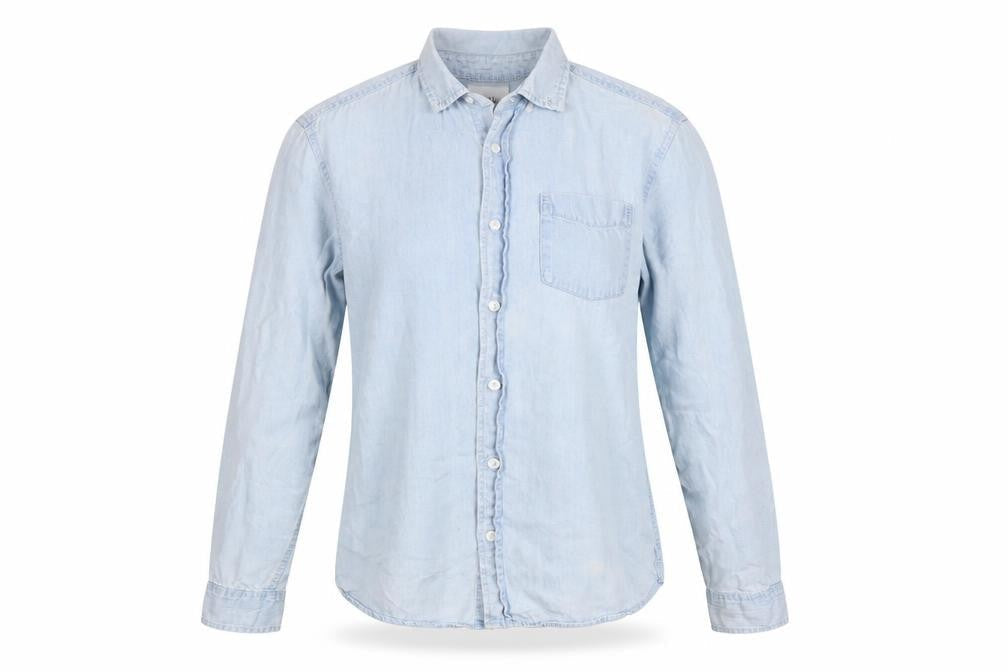 Pull & Bear Women’s Blue Denim Button-Up Shirt Size 8 Cotton
