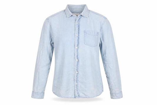 Pull & Bear Women’s Blue Denim Button-Up Shirt Size 8 Cotton