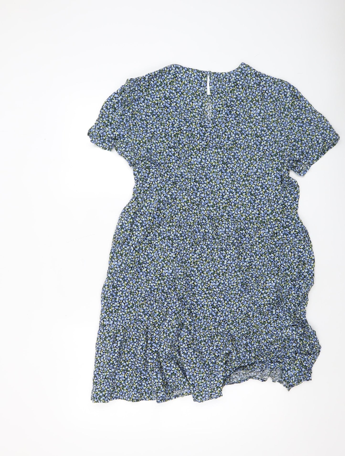 Vila Womens Multicoloured Floral A-Line Dress Size 12 Short Sleeve