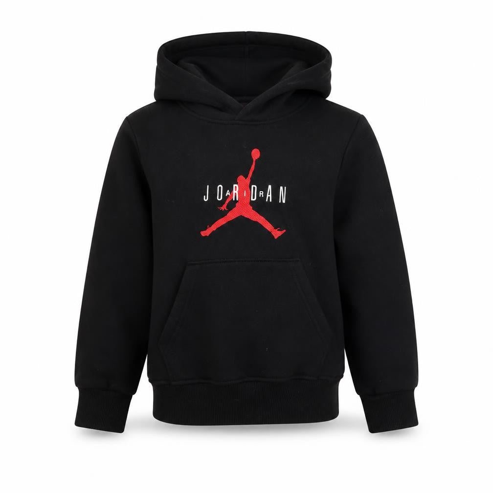 Front view of Jordan boys’ black pullover hoodie 4 years basketball logo sweatshirt