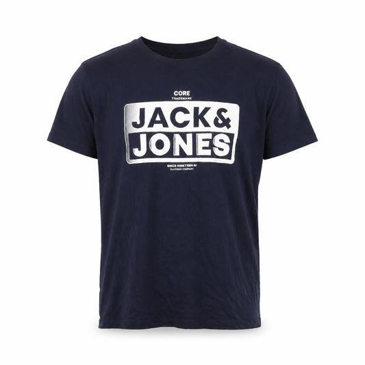 Jack & Jones Mens Blue Graphic Logo Crew Neck Cotton T-Shirt Size M