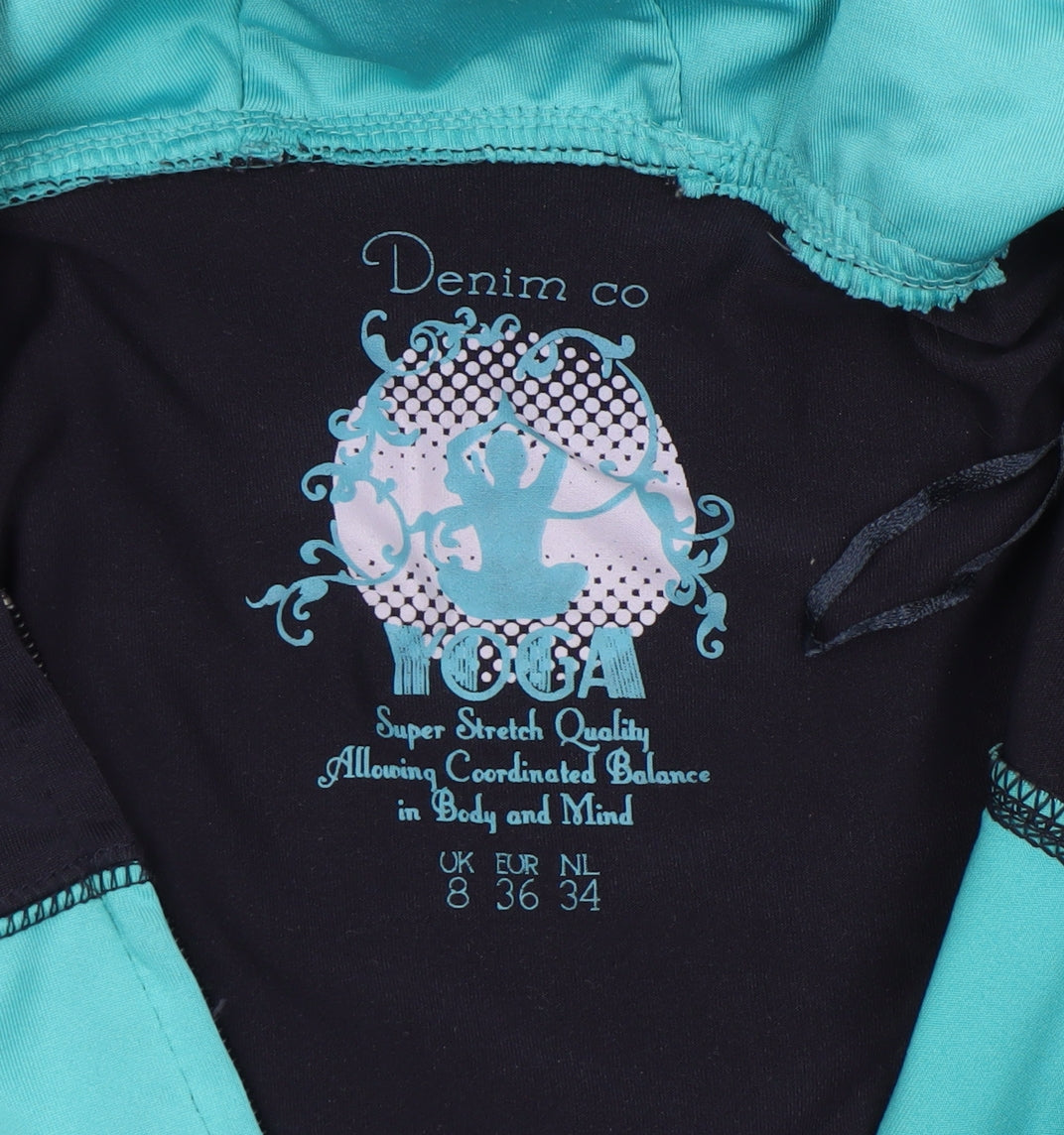 Denim Co Women Navy Blue & Aqua Full Zip Yoga Hoodie Size 8