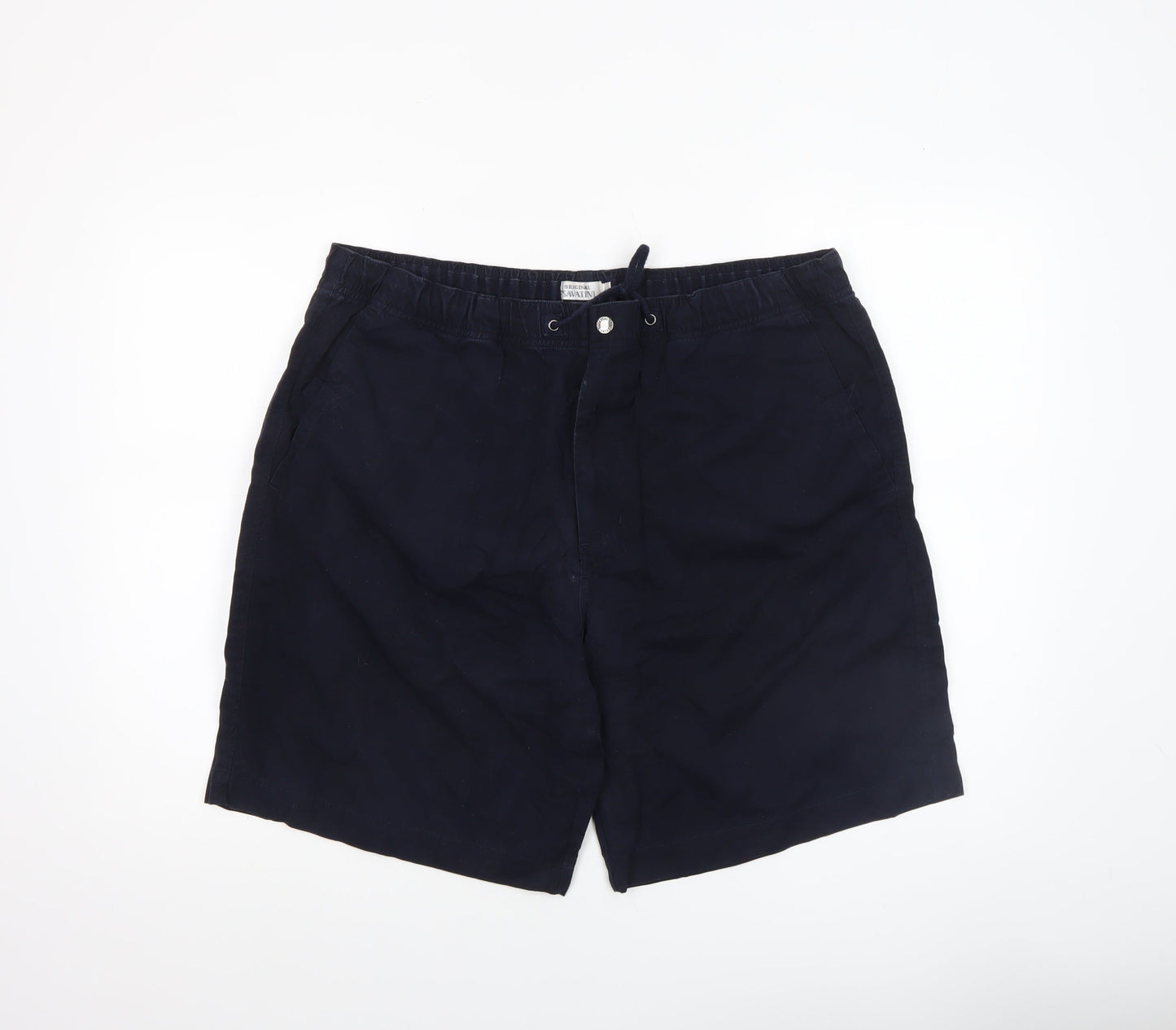 Savatini Men’s Blue Cotton Chino Shorts L Elastic Waist Casual