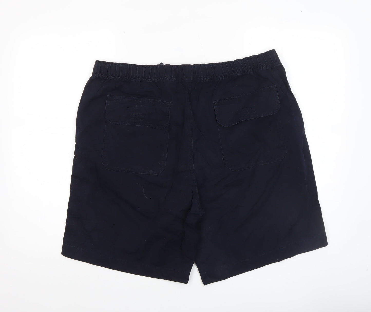 Savatini Men’s Blue Cotton Chino Shorts L Elastic Waist Casual