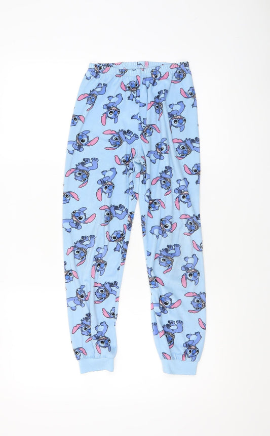 Primark Girls Blue Stitch Fleece Pyjama Pants 8-9 Years