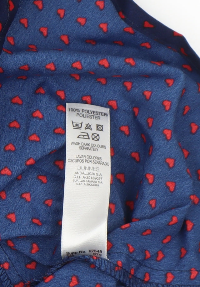 Dunnes Women’s Blue Heart Print Bow Blouse Size 10