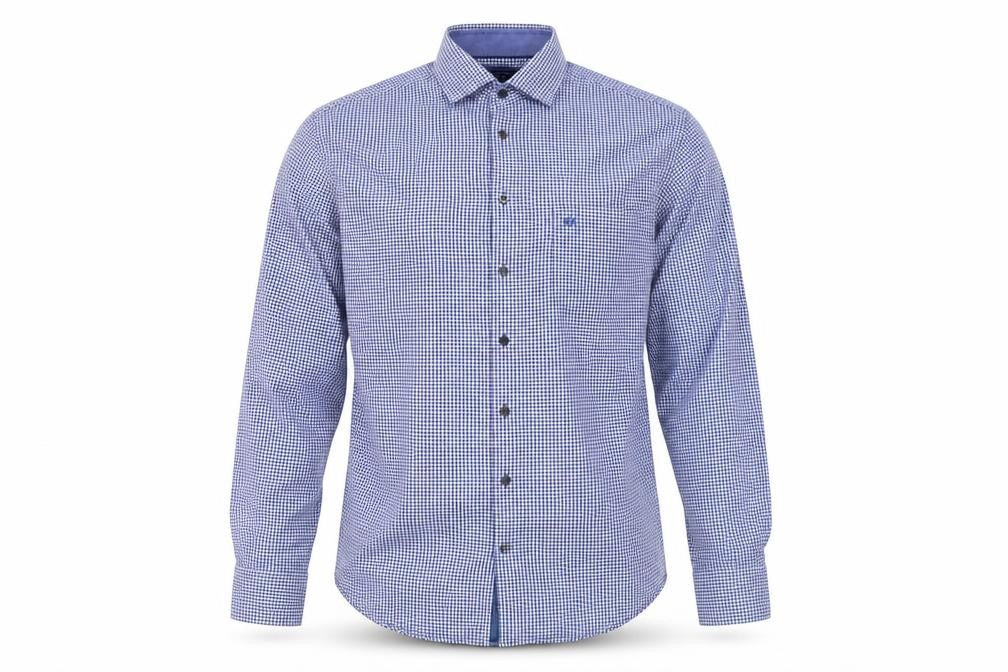 Marco Capelli Men’s Blue Check Cotton Button-Up Shirt Size L