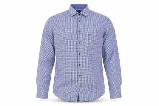 Marco Capelli Men’s Blue Check Cotton Button-Up Shirt Size L