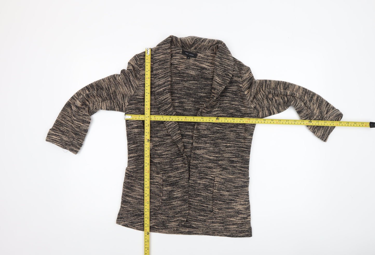 New Look Women's Brown Knit Coatigan Size 6 Long Sleeve Casual