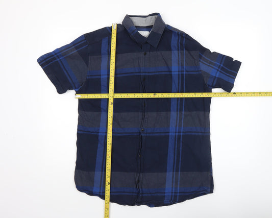 Jack & Jones Men’s Blue Check Slim Fit Short Sleeve Casual Shirt XL