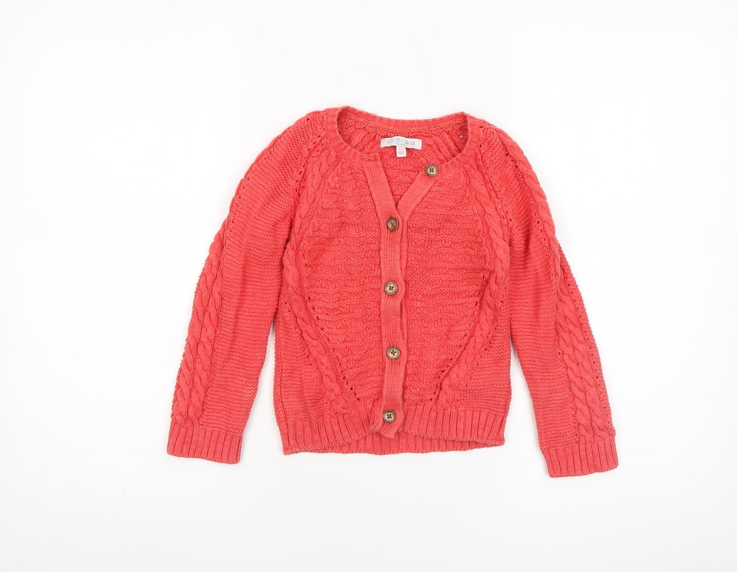 Marks and Spencer Girls Coral Cotton Cable Knit Cardigan 4-5 Years