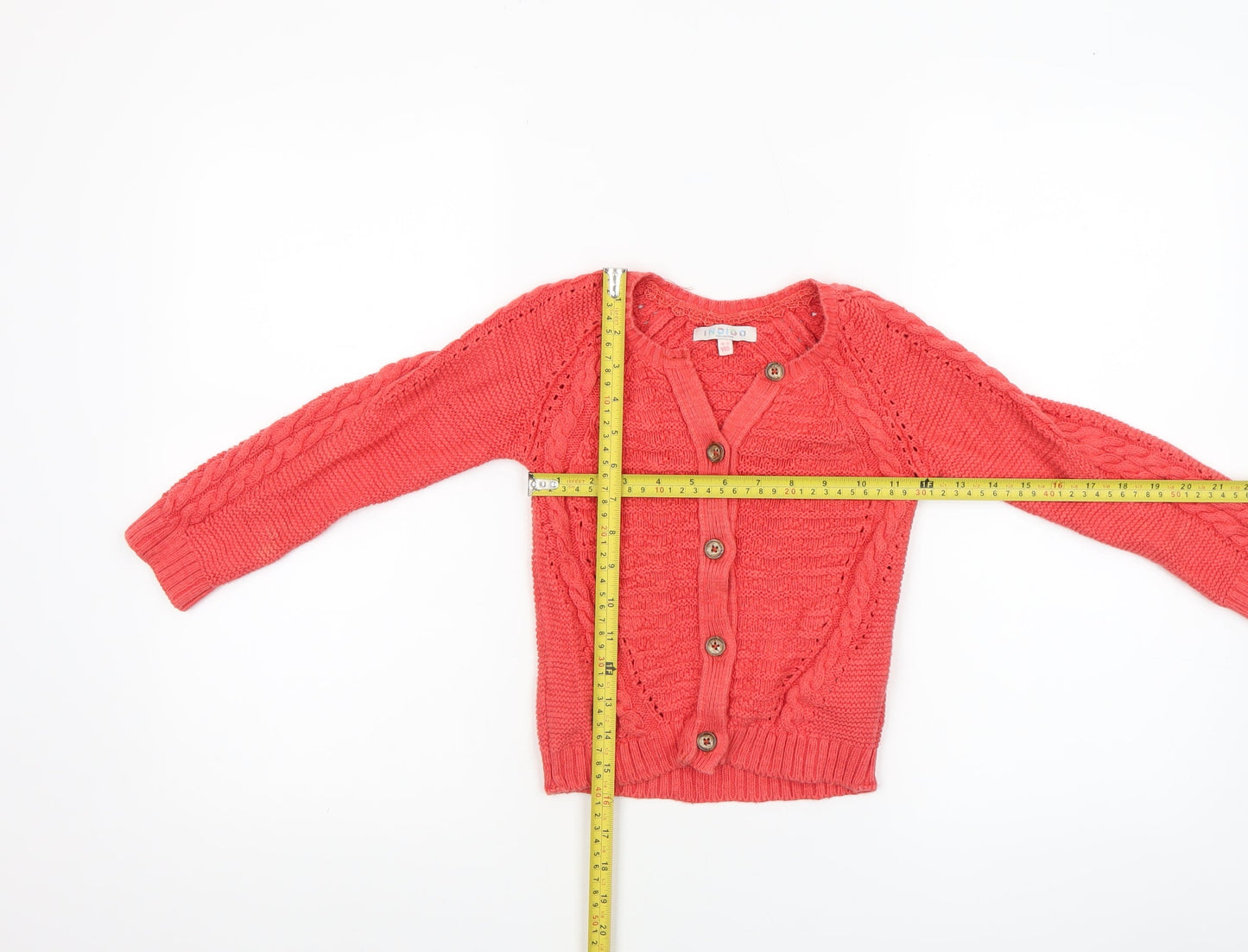 Marks and Spencer Girls Coral Cotton Cable Knit Cardigan 4-5 Years