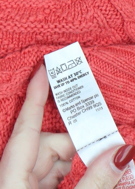 Marks and Spencer Girls Coral Cotton Cable Knit Cardigan 4-5 Years