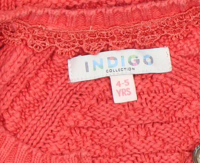 Marks and Spencer Girls Coral Cotton Cable Knit Cardigan 4-5 Years