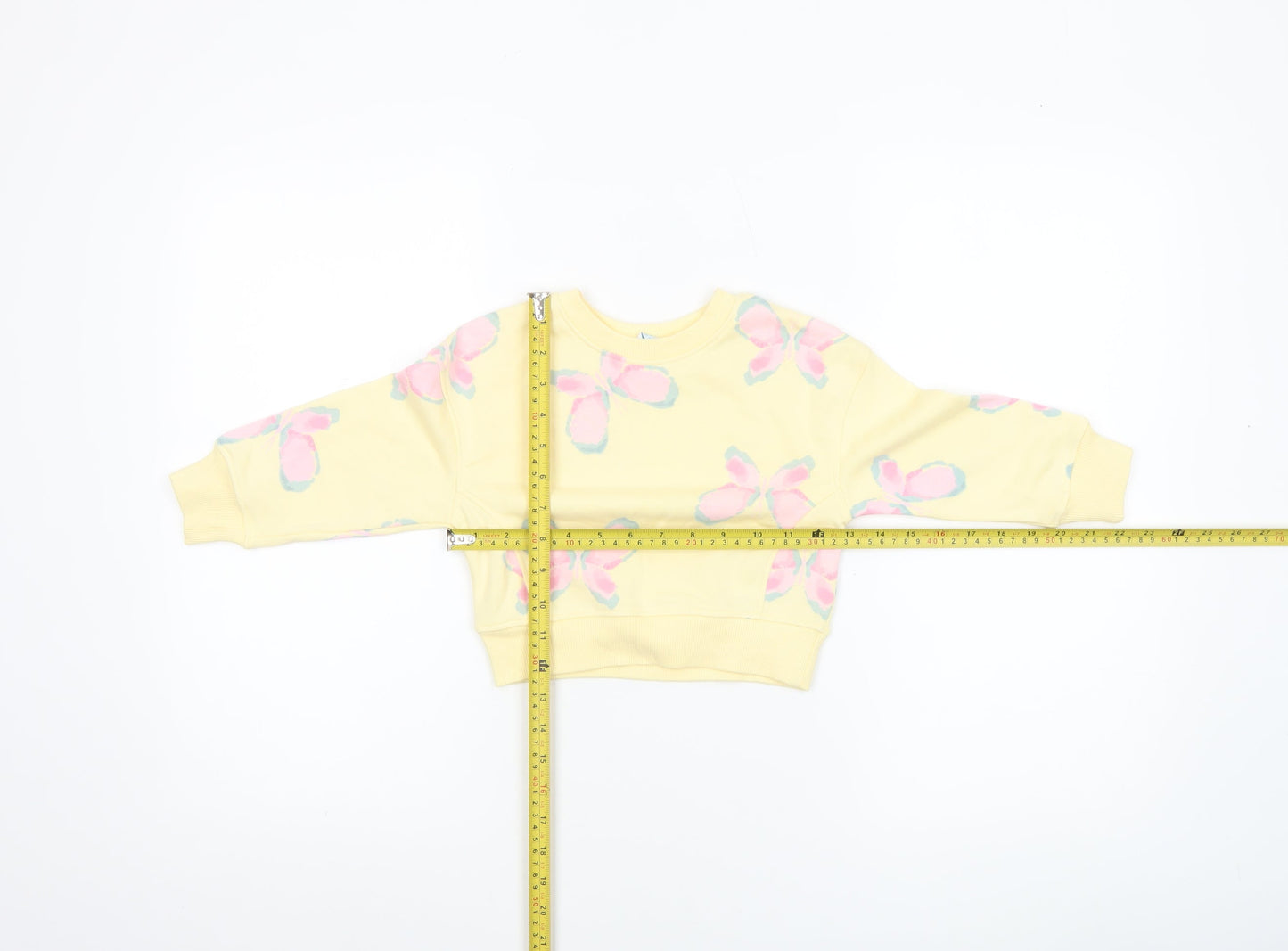 Primark Girls Yellow Butterfly Print Long Sleeve Cotton Sweatshirt 18-24 Months