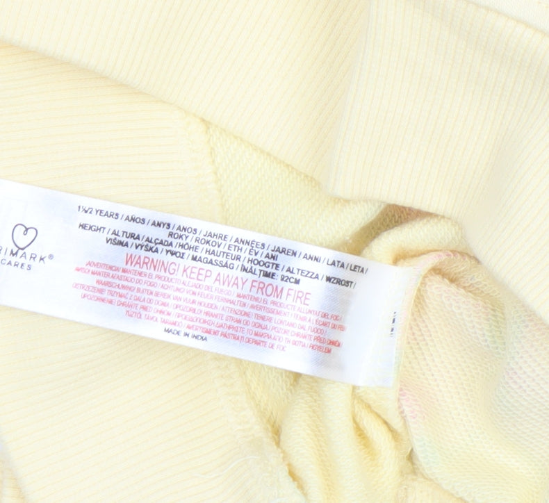 Primark Girls Yellow Butterfly Print Long Sleeve Cotton Sweatshirt 18-24 Months