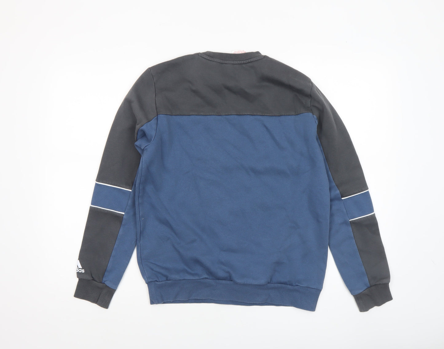 Adidas Boys Blue Colourblock Logo Fleece Sweatshirt 13-14 Years
