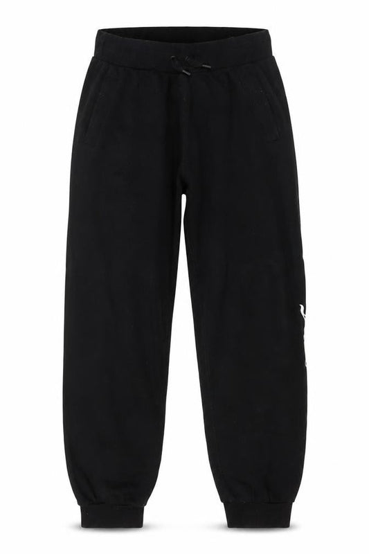 Front view of Juicy Couture women’s black jogger sweatpants l logo sport style