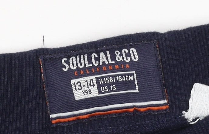 SoulCal & Co Girls Blue Jogger Trousers 13-14 Years 100% Cotton Casual Pants