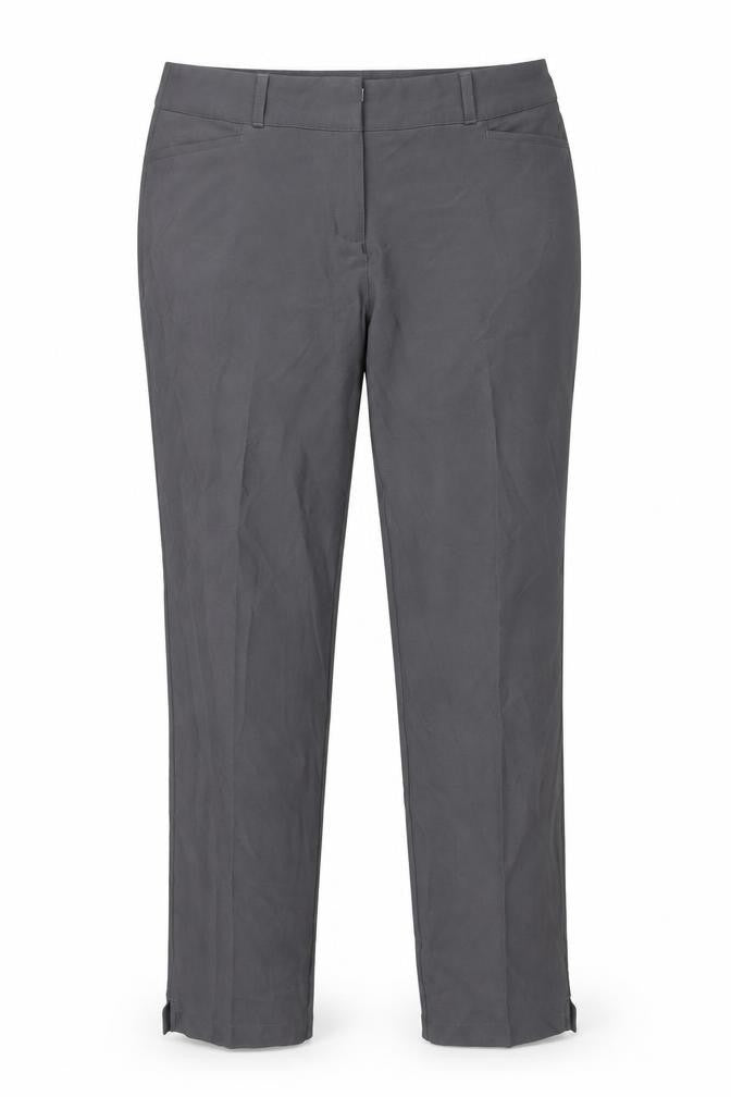 Front view of Adidas women’s grey, size UK 18, straight slim stretch trousers