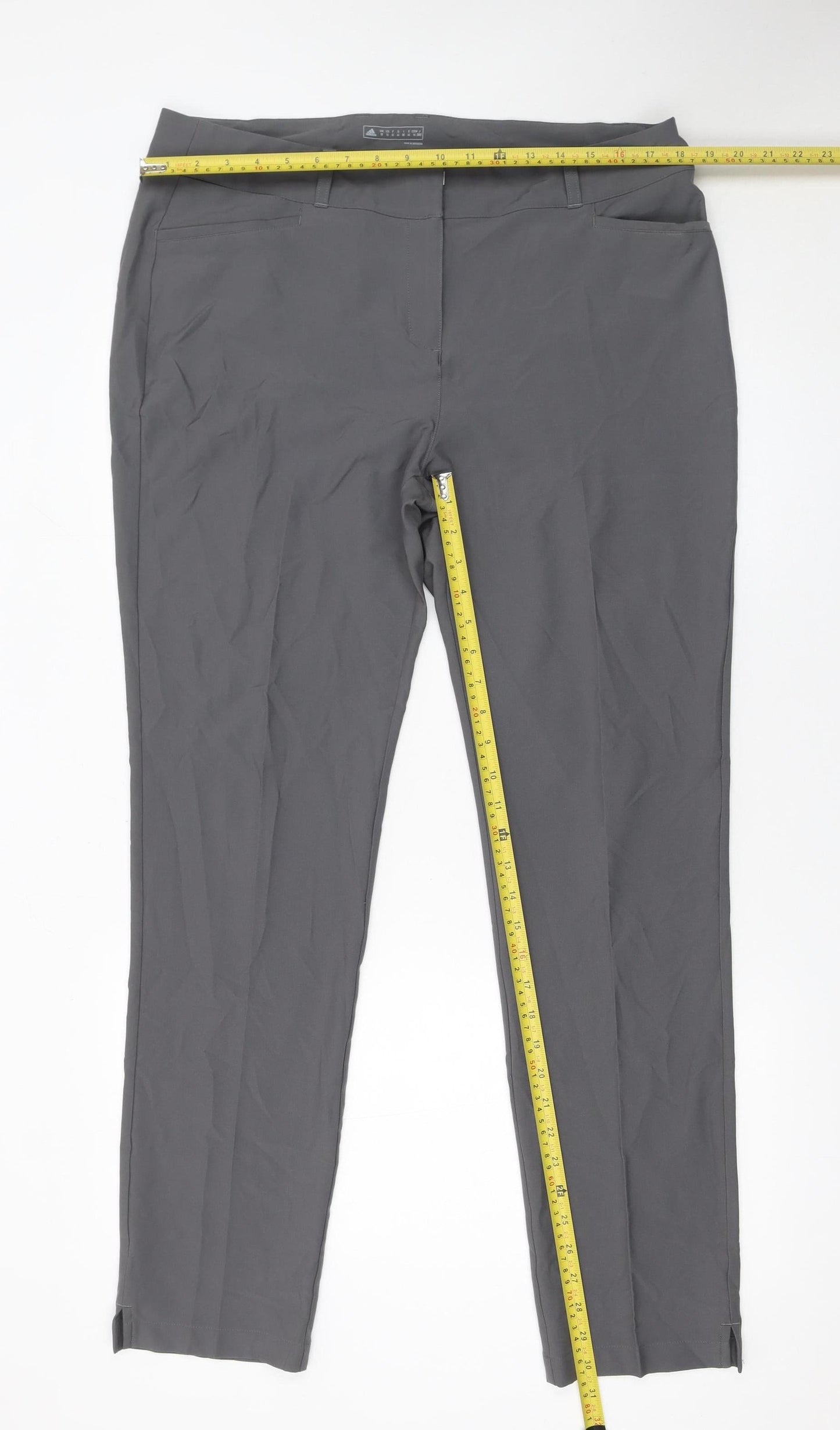 Adidas Womens Grey Size 18 Straight Slim Stretch Trousers