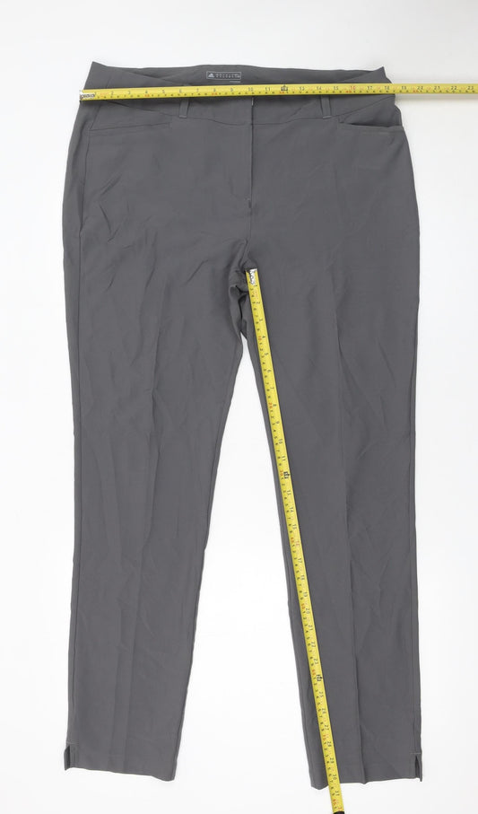 Adidas Womens Grey Size 18 Straight Slim Stretch Trousers