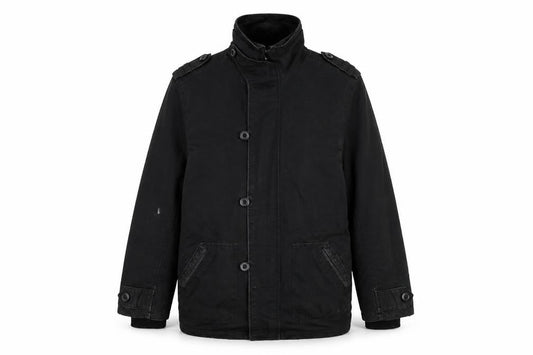 Crafted Men's Black L Military Style Mid-Length Twill Jacket