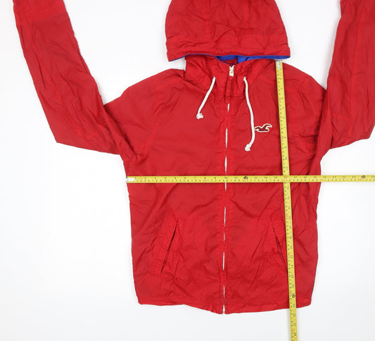 Hollister Womens Red Hooded Windbreaker Jacket Size L